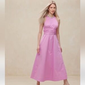 NWT BANANA REPUBLIC STRETCH-COTTON POPLIN MAXI‎ DRESS